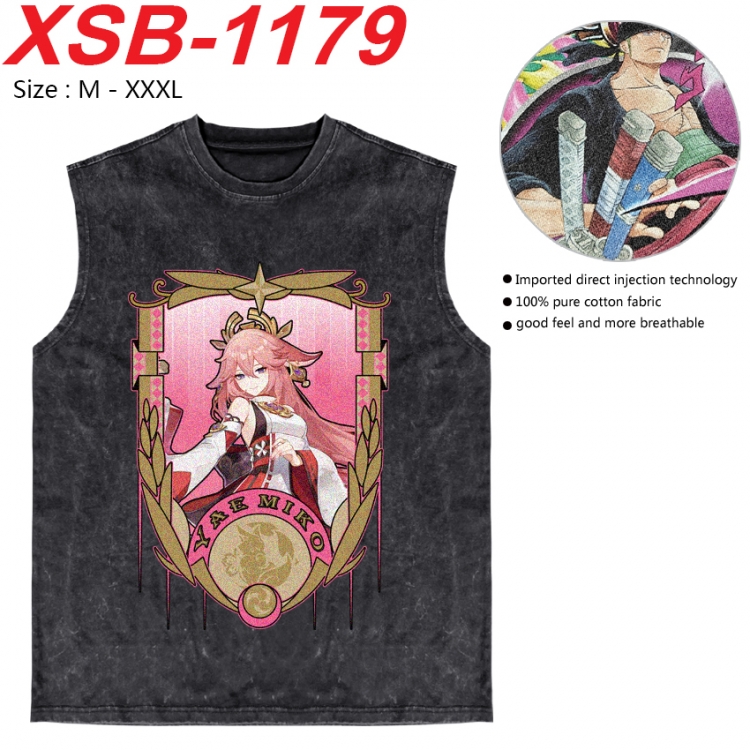 Genshin Impact Anime pure cotton wash vest T-shirt 250g M-3XL  XSB-1179