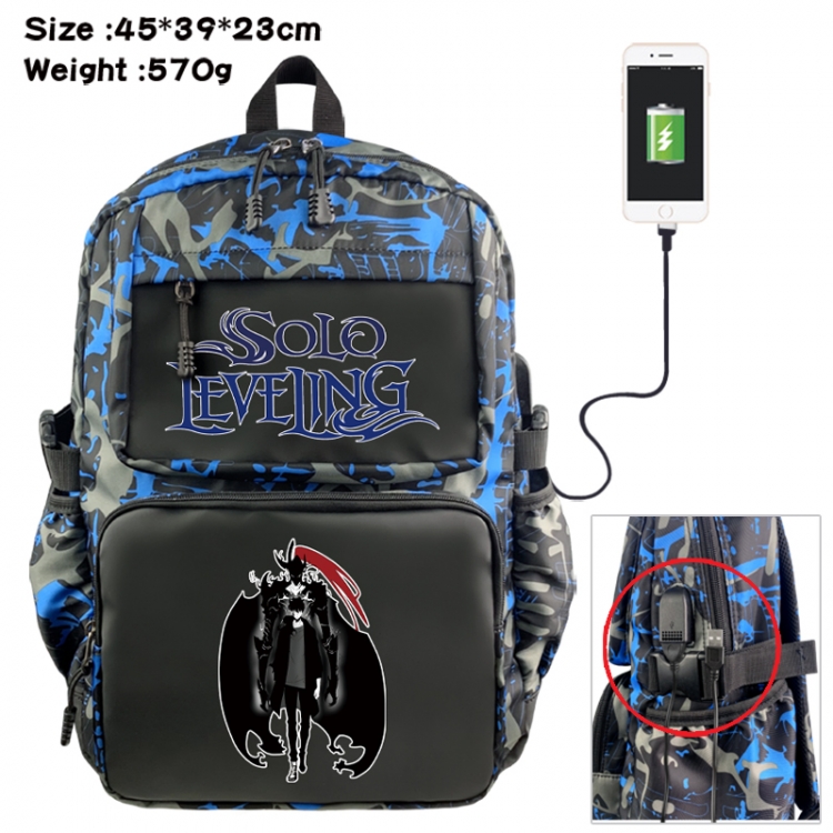 Solo Leveling:Arise  Anime waterproof nylon camouflage backpack School Bag 45X39X23CM