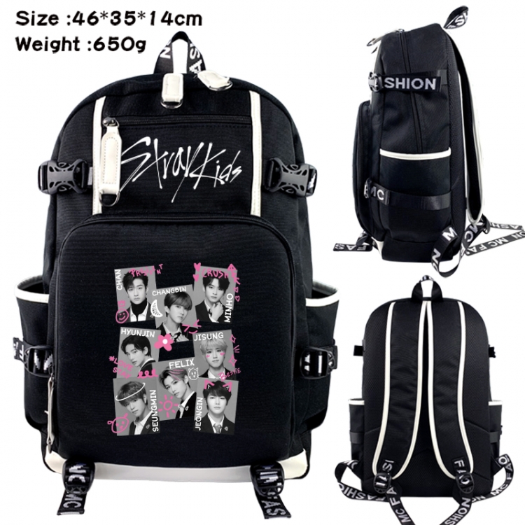 straykids Data USB backpack Cartoon printed student backpack 46X35X14CM 650G