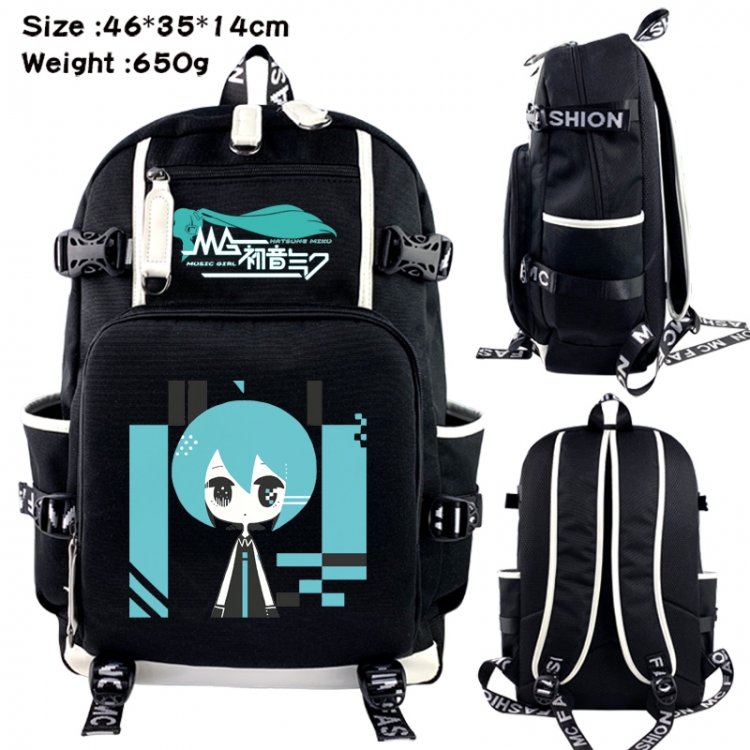 Hatsune Miku Data USB backpack Cartoon printed student backpack 46X35X14CM 650G