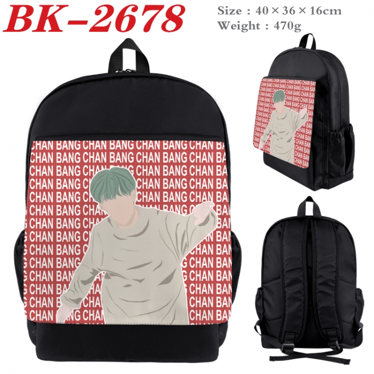 straykids Waterproof nylon canvas flip color picture backpack 40X36X16CM  BK-2678