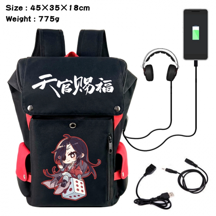 Heaven Official's Blessing Anime Canvas Bucket Data Cable Backpack School Bag 45X35X18CM 775G