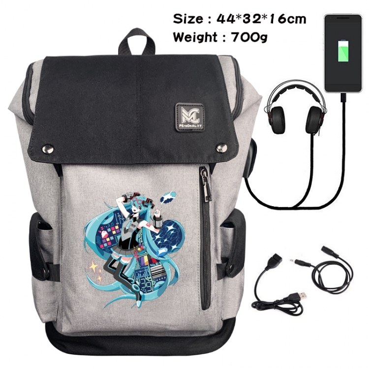 Hatsune Miku Animation anti-theft canvas bucket backpack 44X32X16CM
