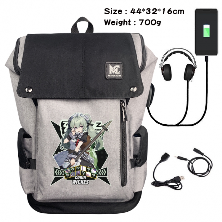 Zenless Zone Zero Animation anti-theft canvas bucket backpack 44X32X16CM