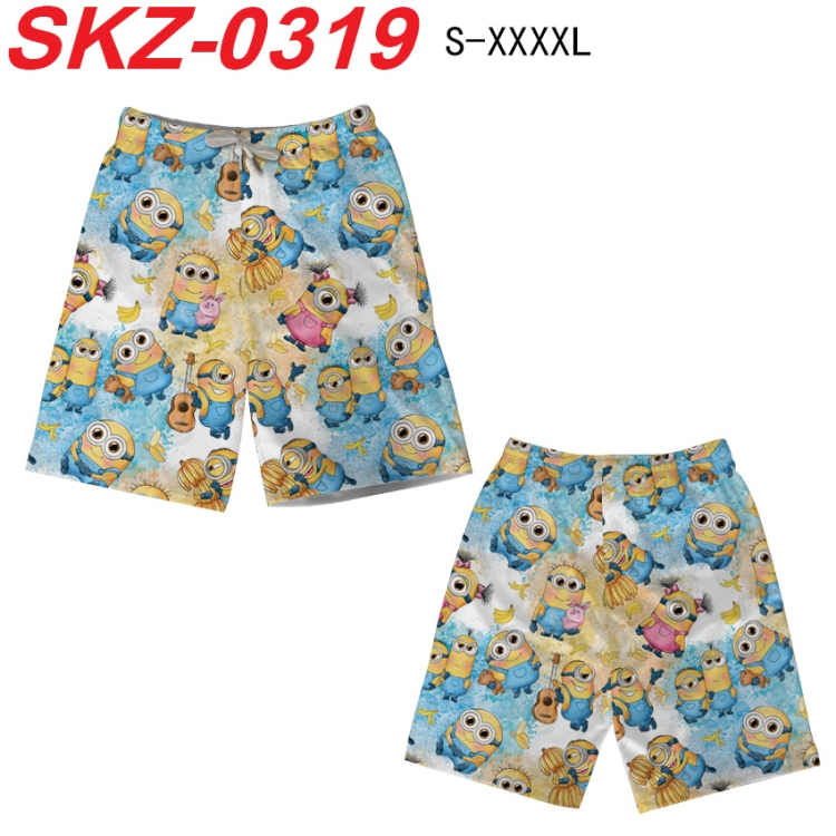 Despicable Me Anime full-color digital printed beach shorts from S to 4XL