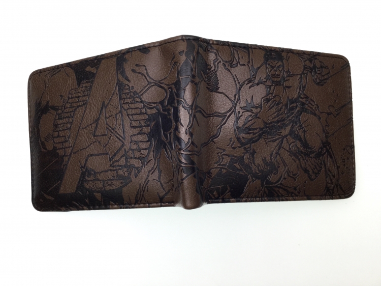 The Hulk Half fold embossed short leather wallet 11X10CM