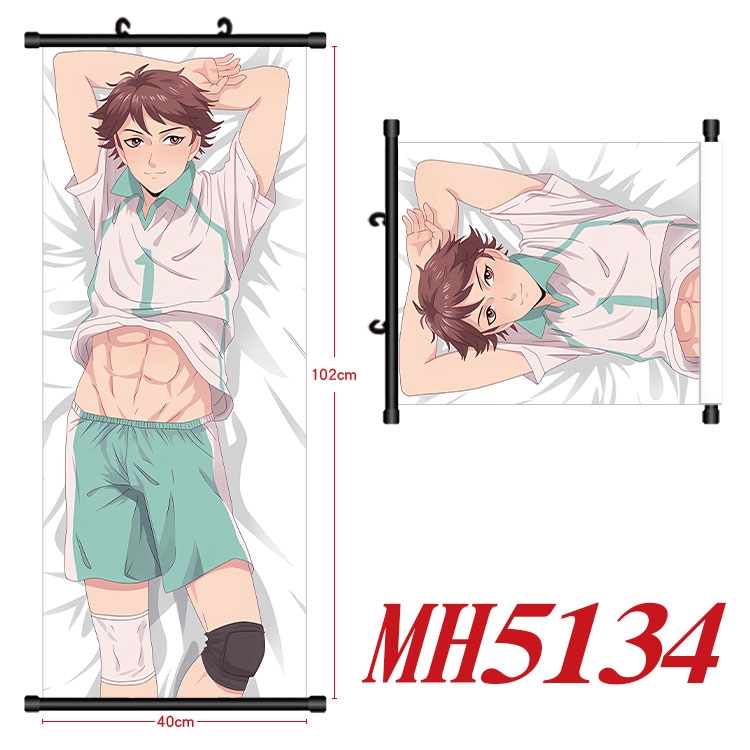 Haikyuu!! Anime black Plastic rod Cloth painting Wall Scroll 40X102CM MH5134