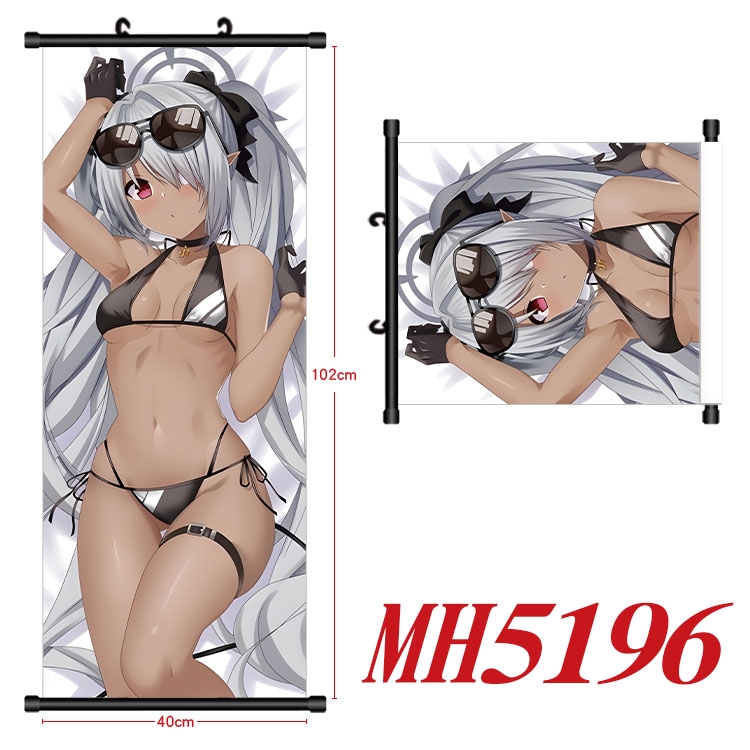 Blue Archive Anime black Plastic rod Cloth painting Wall Scroll 40X102CM 