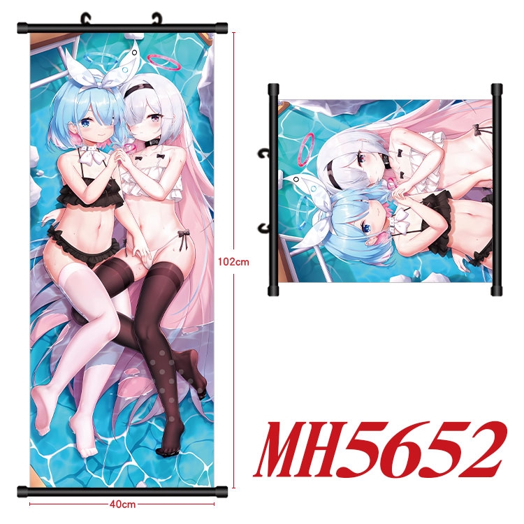 Blue Archive Anime black Plastic rod Cloth painting Wall Scroll 40X102CM 