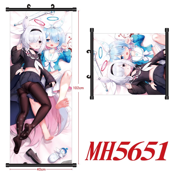 Blue Archive Anime black Plastic rod Cloth painting Wall Scroll 40X102CM