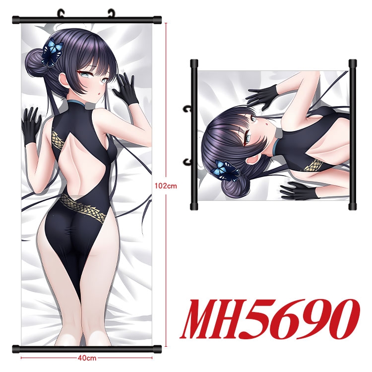 Blue Archive Anime black Plastic rod Cloth painting Wall Scroll 40X102CM 