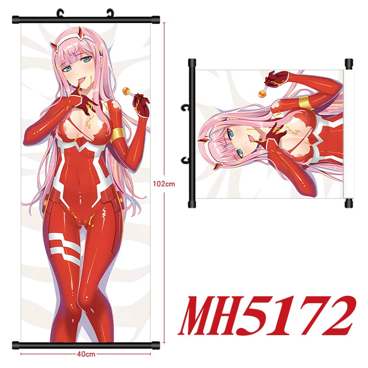 DARLING in the FRANX Anime black Plastic rod Cloth painting Wall Scroll 40X102CM