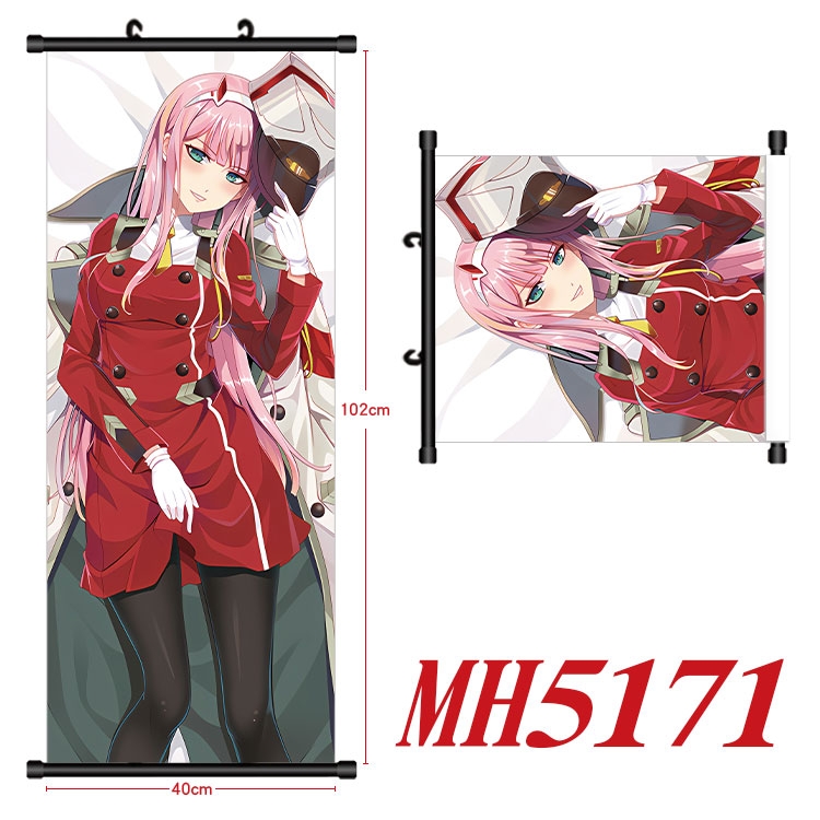 DARLING in the FRANX Anime black Plastic rod Cloth painting Wall Scroll 40X102CM