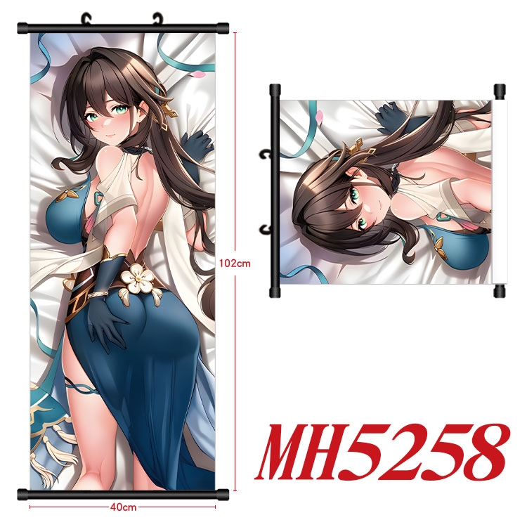 Honkai: Star Rail Anime black Plastic rod Cloth painting Wall Scroll 40X102CM 