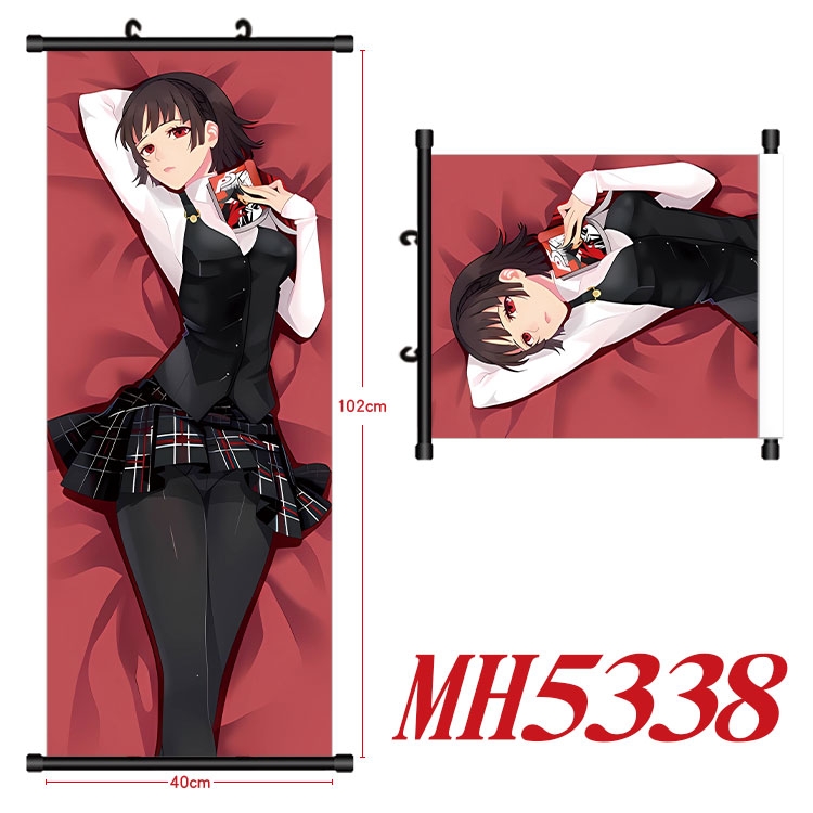Megami Ibunroku Persona Anime black Plastic rod Cloth painting Wall Scroll 40X102CM