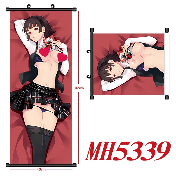 Megami Ibunroku Persona Anime black Plastic rod Cloth painting Wall Scroll 40X102CM