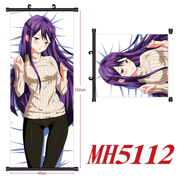 Doki Doki Literature Club! Anime black Plastic rod Cloth painting Wall Scroll 40X102CM