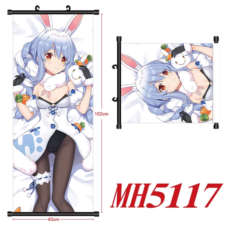 Virtual anchor Anime black Plastic rod Cloth painting Wall Scroll 40X102CM