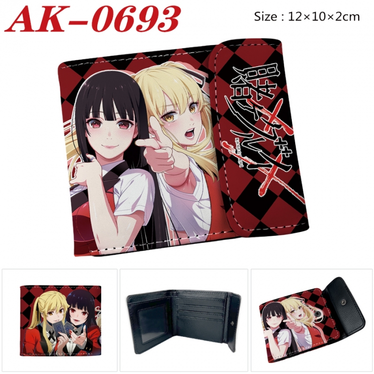 Kakegurui Anime PU leather full color buckle 20% off wallet 12X10X2CM