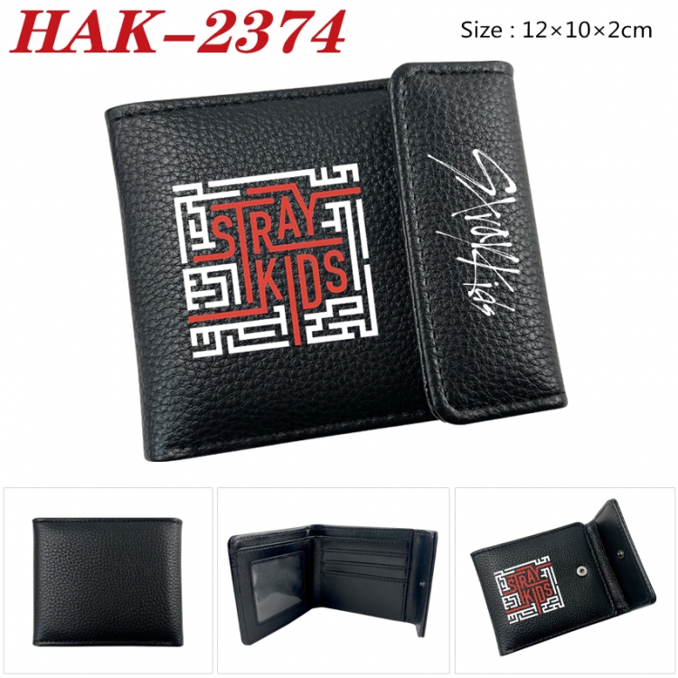 straykids Anime Litchi Pattern Hidden Buckle Half Fold Printed Wallet 12X10X2CM