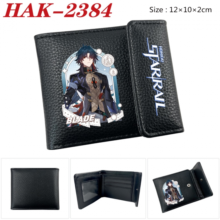 Honkai: Star Rail Anime Litchi Pattern Hidden Buckle Half Fold Printed Wallet 12X10X2CM HAK-2384