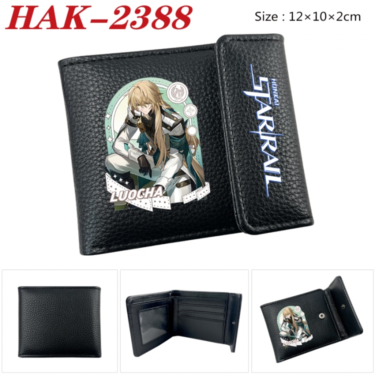Honkai: Star Rail Anime Litchi Pattern Hidden Buckle Half Fold Printed Wallet 12X10X2CM  HAK-2388