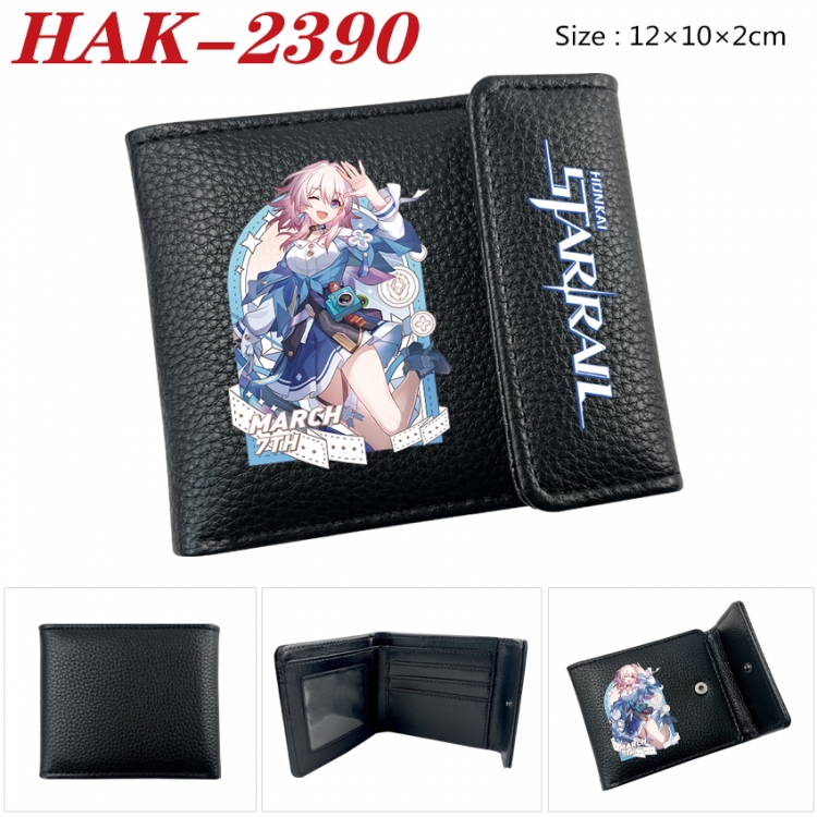 Honkai: Star Rail Anime Litchi Pattern Hidden Buckle Half Fold Printed Wallet 12X10X2CM  HAK-2390