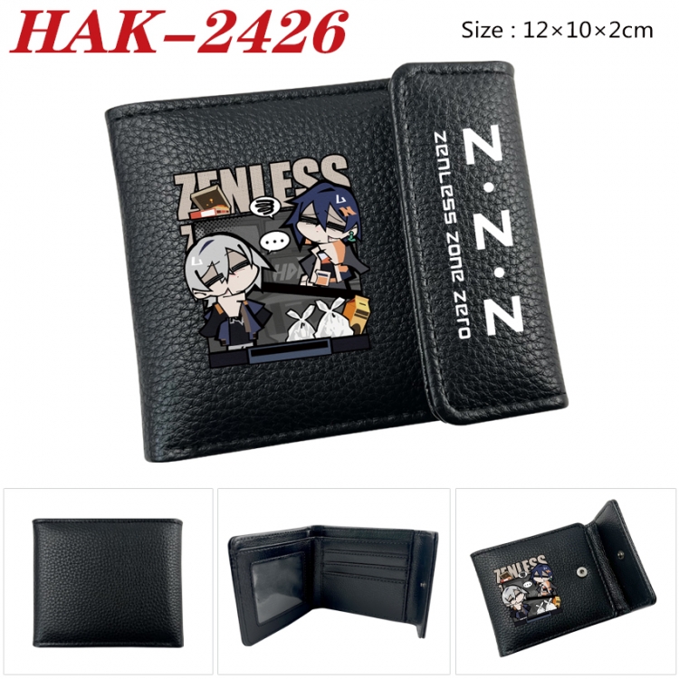 Zenless Zone Zero Anime Litchi Pattern Hidden Buckle Half Fold Printed Wallet 12X10X2CM HAK-2426