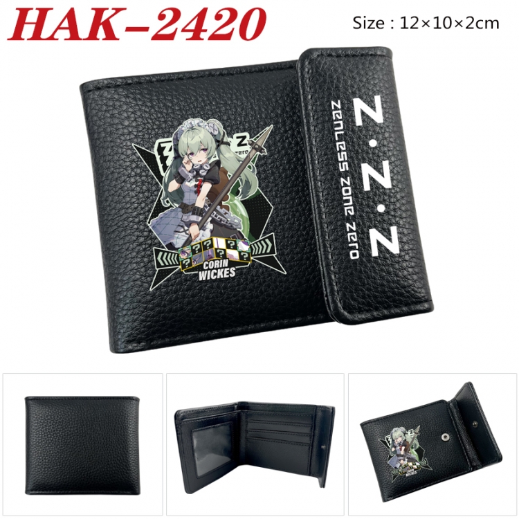 Zenless Zone Zero Anime Litchi Pattern Hidden Buckle Half Fold Printed Wallet 12X10X2CM  HAK-2420