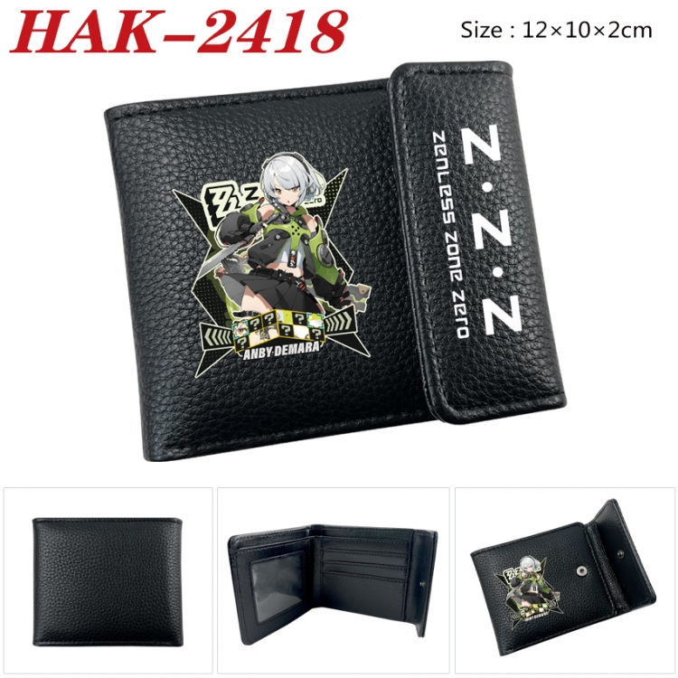Zenless Zone Zero Anime Litchi Pattern Hidden Buckle Half Fold Printed Wallet 12X10X2CM HAK-2418