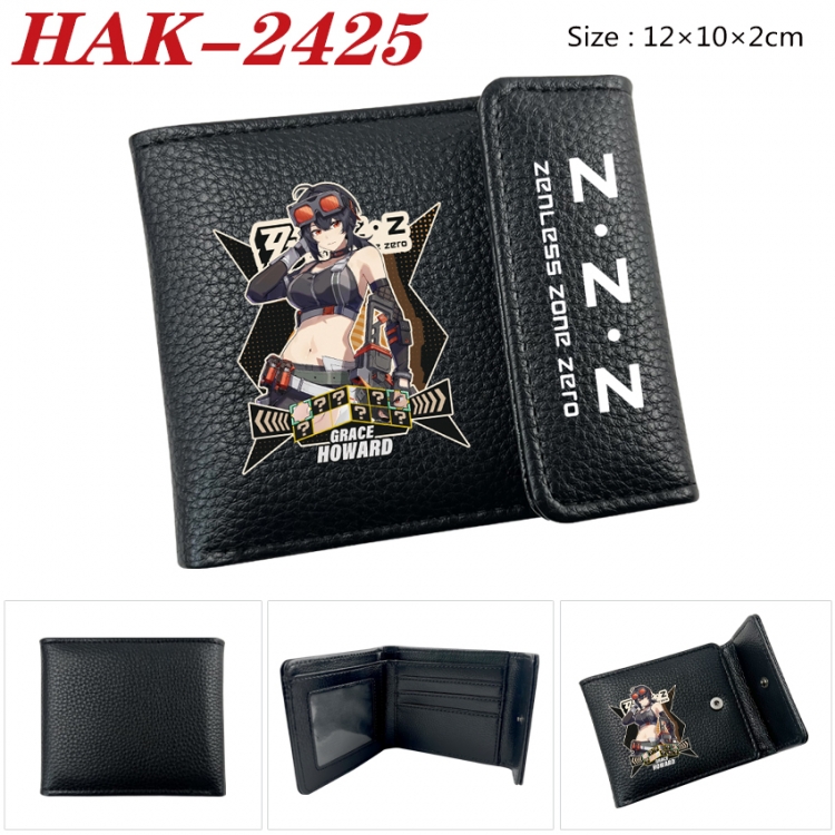 Zenless Zone Zero Anime Litchi Pattern Hidden Buckle Half Fold Printed Wallet 12X10X2CM  HAK-2425