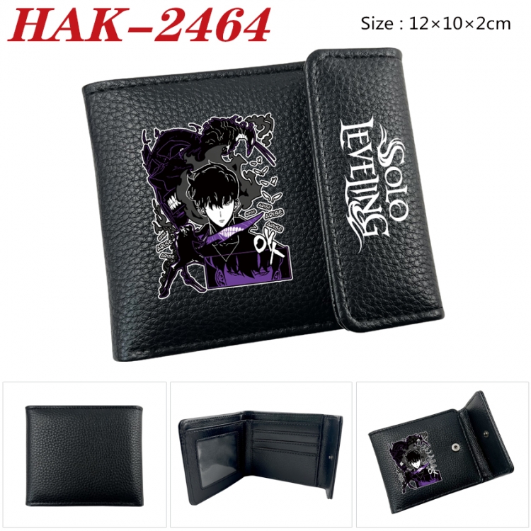 Solo Leveling:Arise Anime Litchi Pattern Hidden Buckle Half Fold Printed Wallet 12X10X2CM HAK-2464