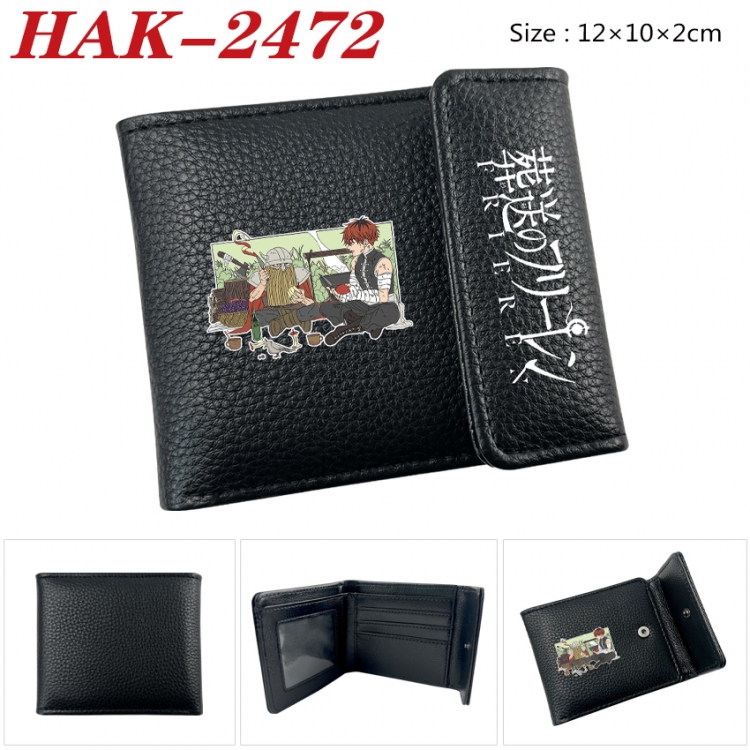Frieren: Beyond Journey's End Anime Litchi Pattern Hidden Buckle Half Fold Printed Wallet 12X10X2CM