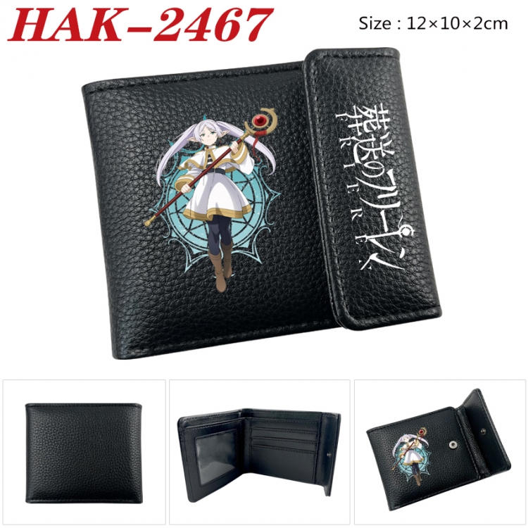 Frieren: Beyond Journey's End Anime Litchi Pattern Hidden Buckle Half Fold Printed Wallet 12X10X2CM