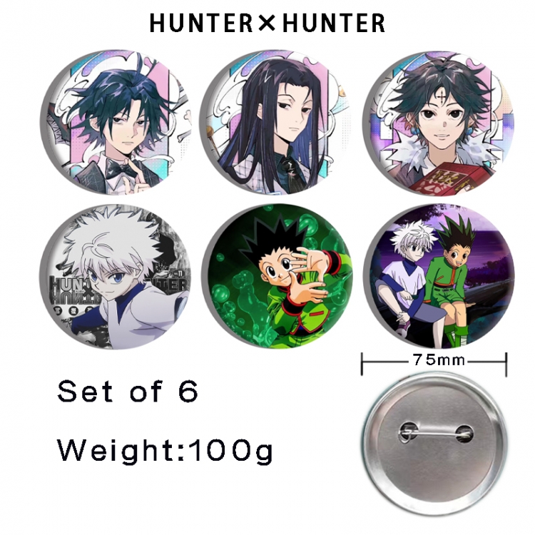HunterXHunter Anime Tinplate Bright Film Emblem Badge 75mm a set of 6