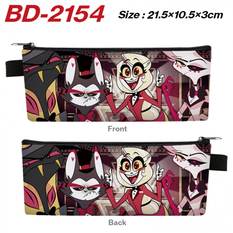 Hazbin Hotel Anime PU Leather Zipper Pencil Case Stationery Box 21.5X10.5X3CM 