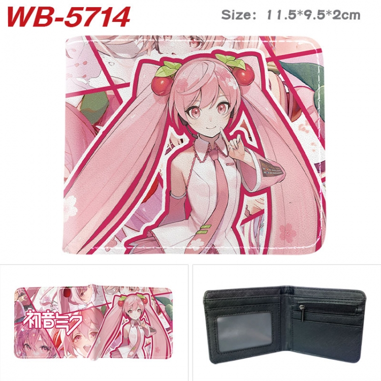 Hatsune Miku Animation color PU leather half fold wallet 11.5X9X2CM WB-5714A