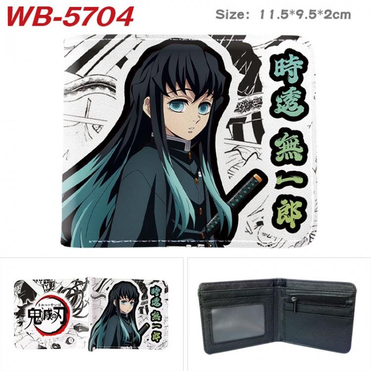 Demon Slayer Kimets Animation color PU leather half fold wallet 11.5X9X2CM  WB-5704A