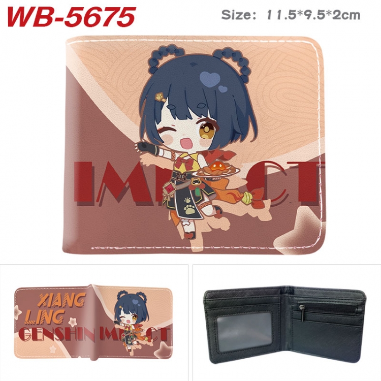 Genshin Impact Animation color PU leather half fold wallet 11.5X9X2CM WB-5675A
