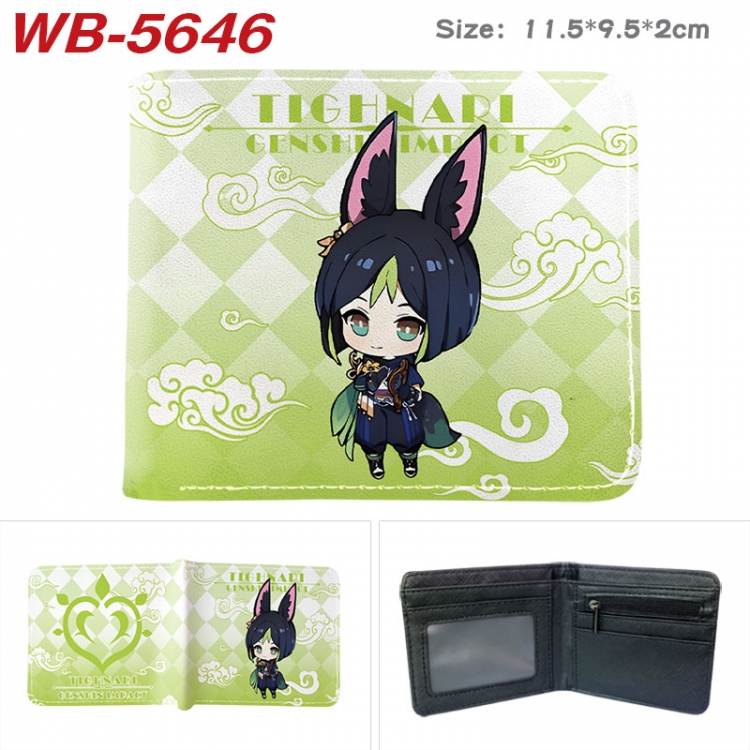 Genshin Impact Animation color PU leather half fold wallet 11.5X9X2CM WB-5646A