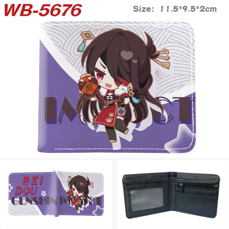 Genshin Impact Animation color PU leather half fold wallet 11.5X9X2CM WB-5676A