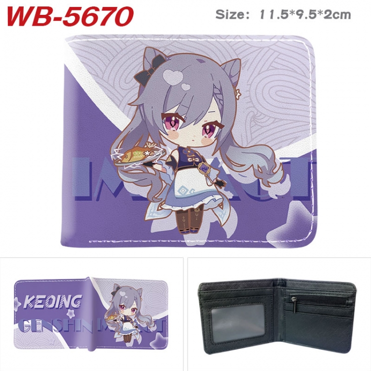 Genshin Impact Animation color PU leather half fold wallet 11.5X9X2CM WB-5670A