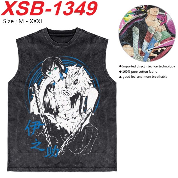 Demon Slayer Kimets Anime pure cotton wash vest T-shirt 250g M-3XL 