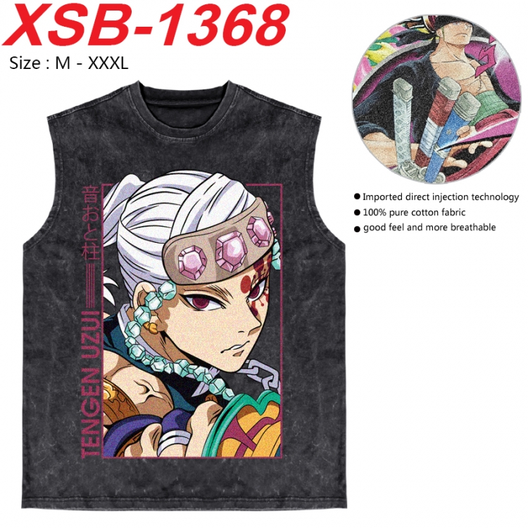 Demon Slayer Kimets Anime pure cotton wash vest T-shirt 250g M-3XL 
