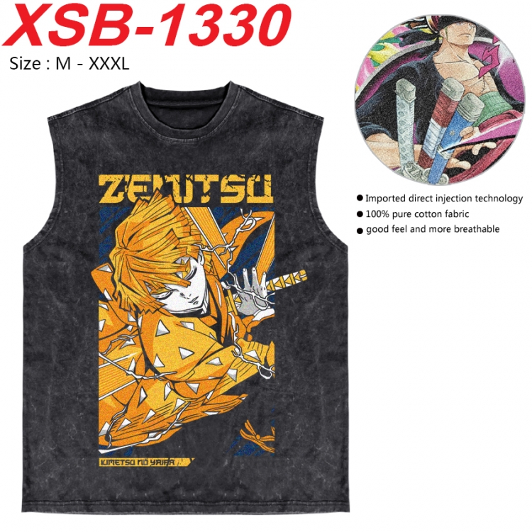 Demon Slayer Kimets Anime pure cotton wash vest T-shirt 250g M-3XL 