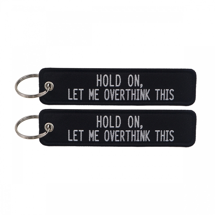 Recorded utterance Double sided color woven label keychain with thickened hanging rope 13x3cm 10G price for 5 pcs