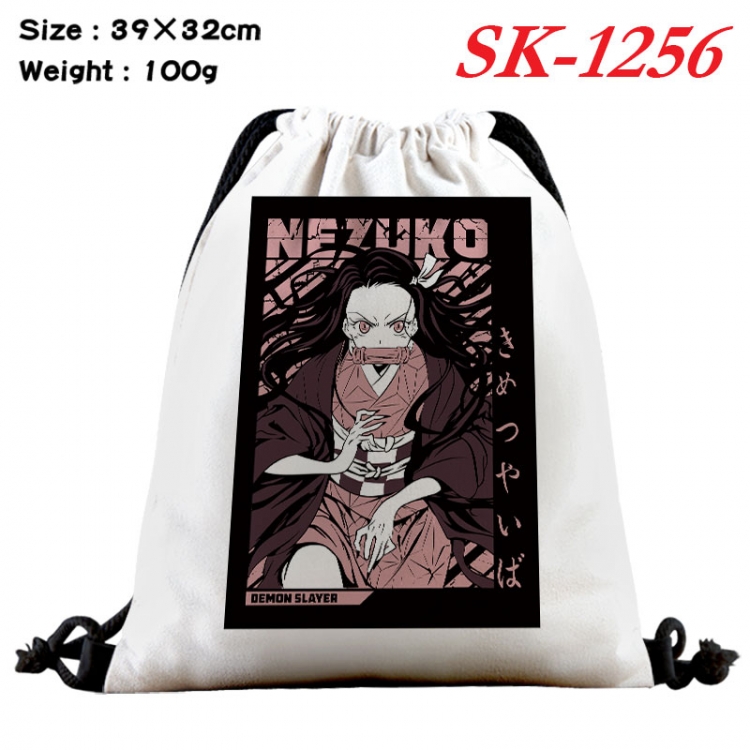 Demon Slayer Kimets cartoon Waterproof Nylon Full Color Drawstring Pocket 39x32cm sk-1256