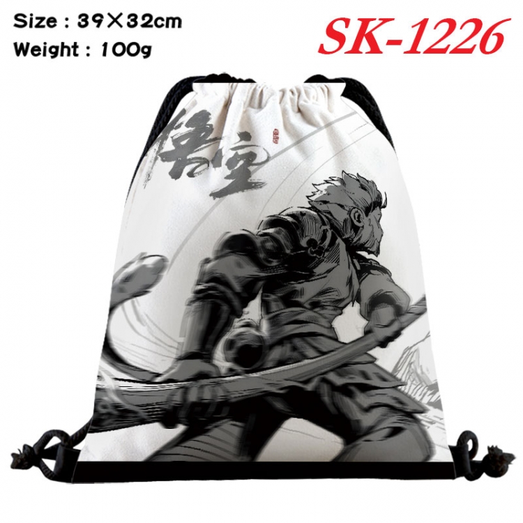 Black Myth Wukong cartoon Waterproof Nylon Full Color Drawstring Pocket 39x32cm
