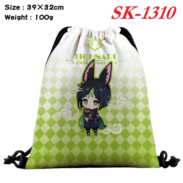 Genshin Impact cartoon Waterproof Nylon Full Color Drawstring Pocket 39x32cm