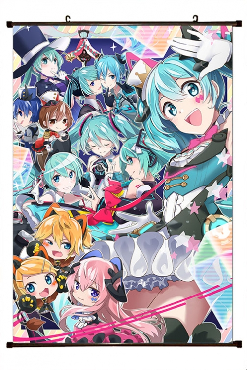 Hatsune Miku Anime black Plastic rod Cloth painting Wall Scroll 60X90CM  C3-52